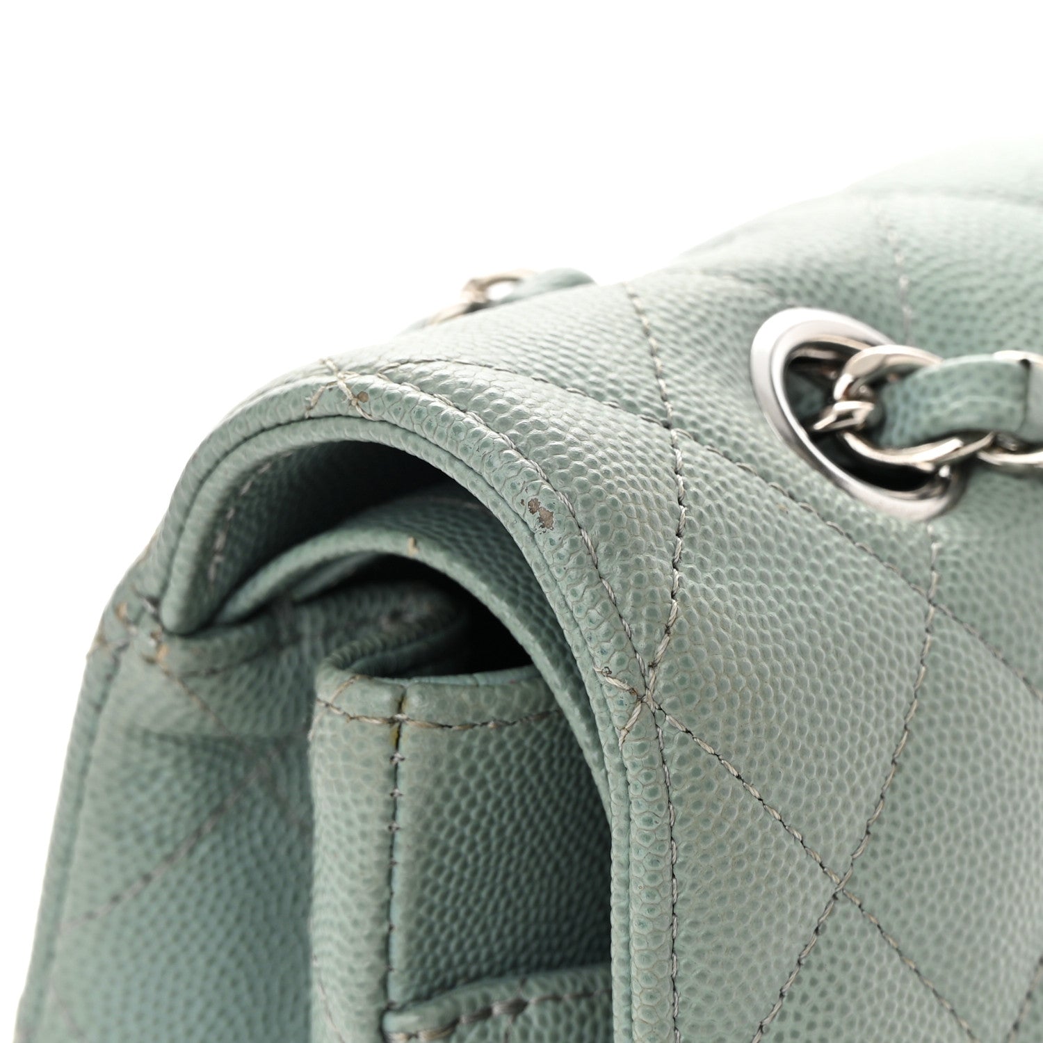 Chanel Caviar Quilted Medium Double Flap Light Blue 14 of 17