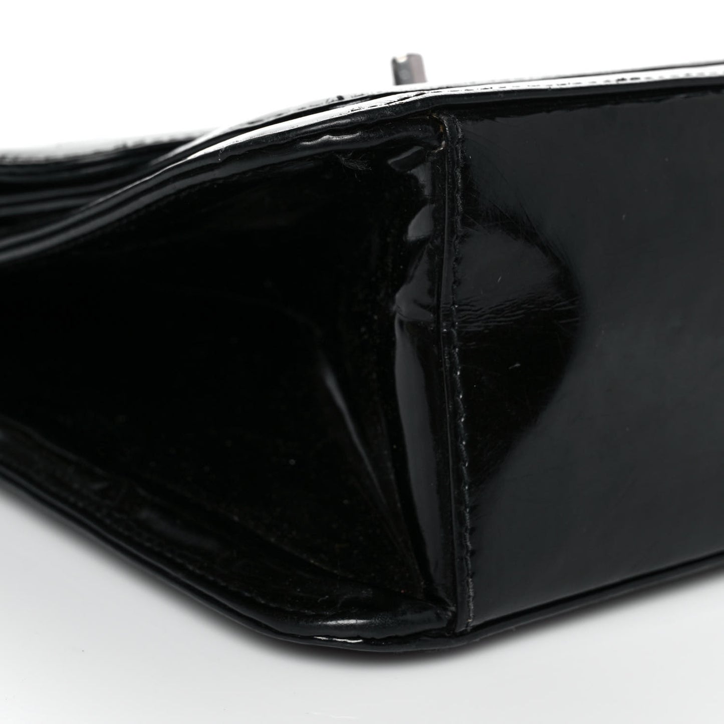 Glazed Calfskin Single Flap Black
