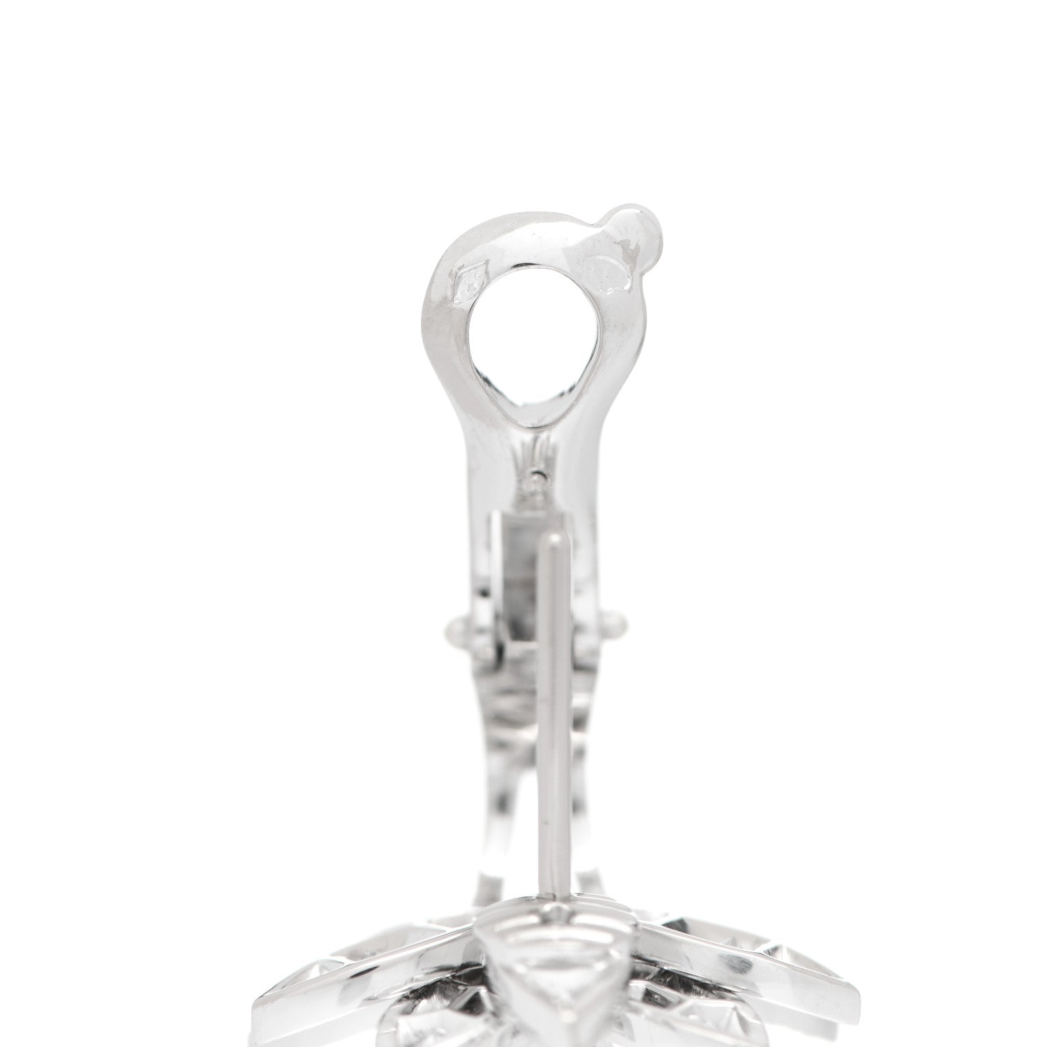 Van Cleef & Arpels 18K White Gold Diamond Small Lotus Earrings 5 of 8