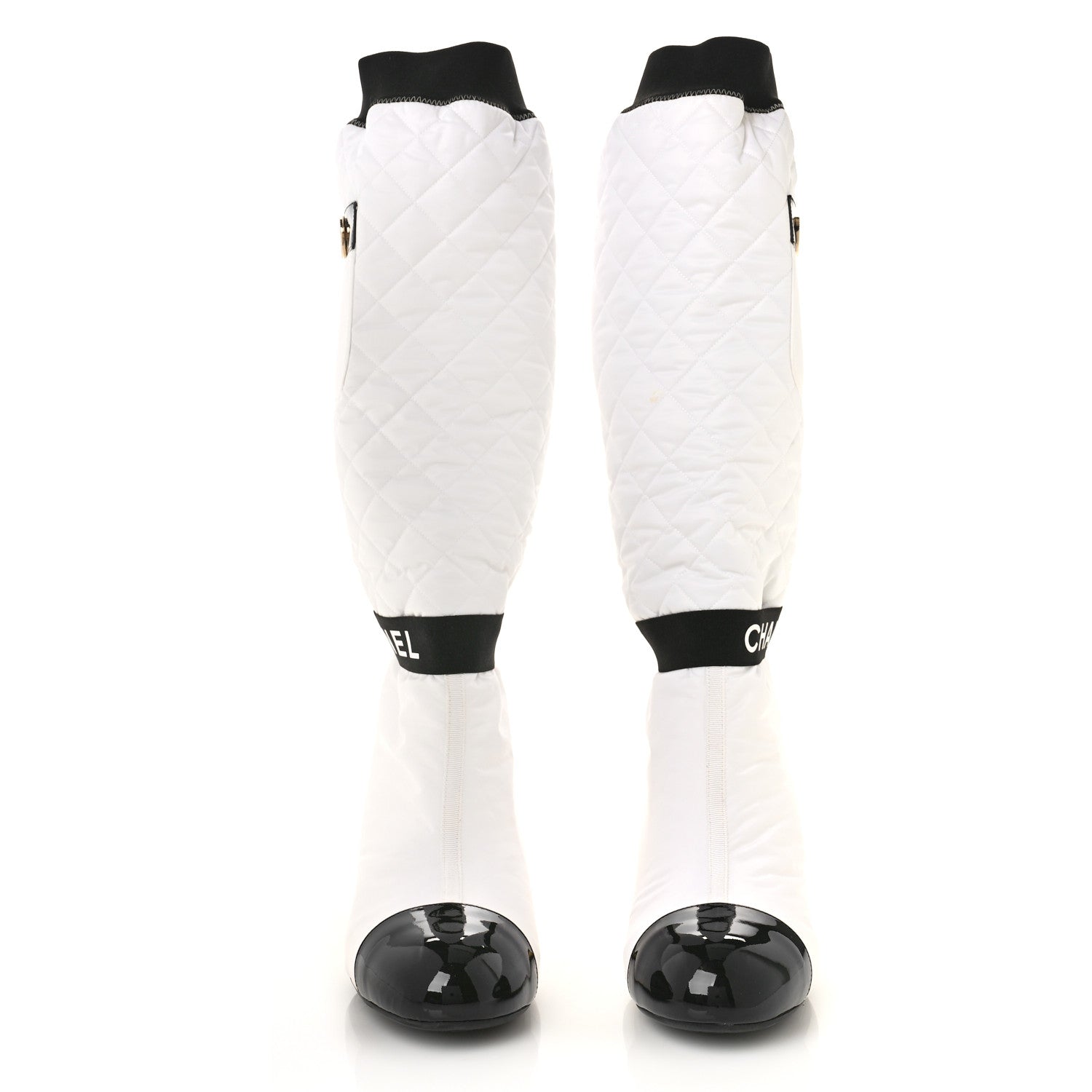 Chanel Mixed Fibers Lambskin Patent Calfskin Convertible High Boots 39 White 2 of 9