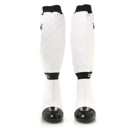 Chanel Mixed Fibers Lambskin Patent Calfskin Convertible High Boots 39 White 2 of 9