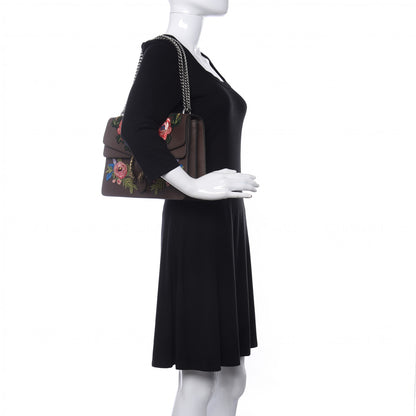 Gucci Calfskin Web Owl Embroidered Medium Dionysus Shoulder Bag New Acero Multicolor 2 of 9