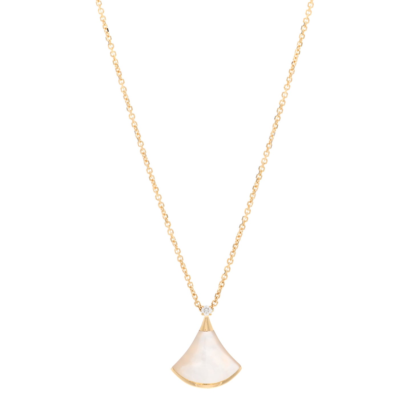 18K Yellow Gold Diamond Mother of Pearl Small Divas' Dream Pendant Necklace
