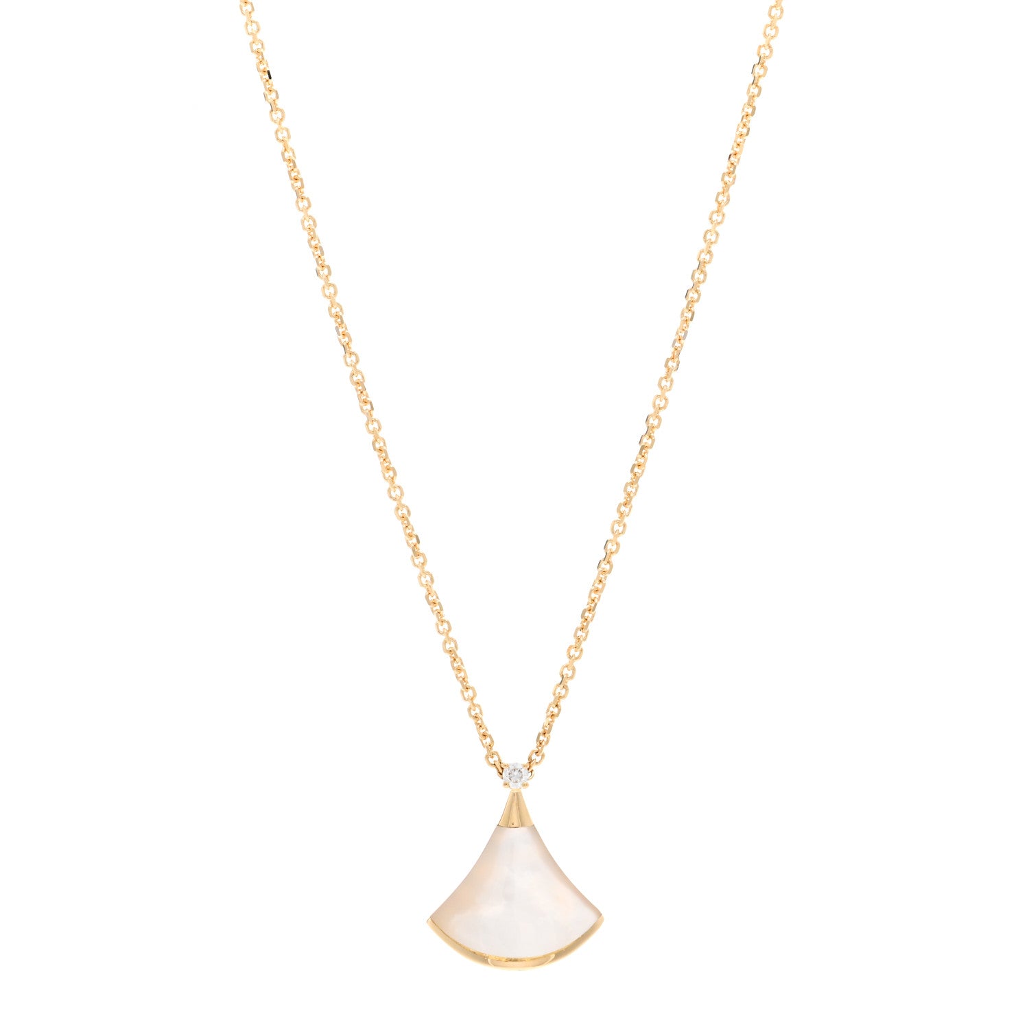 Bulgari 18K Yellow Gold Diamond Mother of Pearl Small Divas' Dream Pendant Necklace 1 of 5