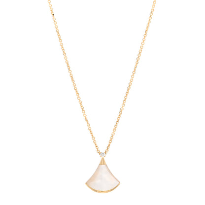 Bulgari 18K Yellow Gold Diamond Mother of Pearl Small Divas' Dream Pendant Necklace 1 of 5