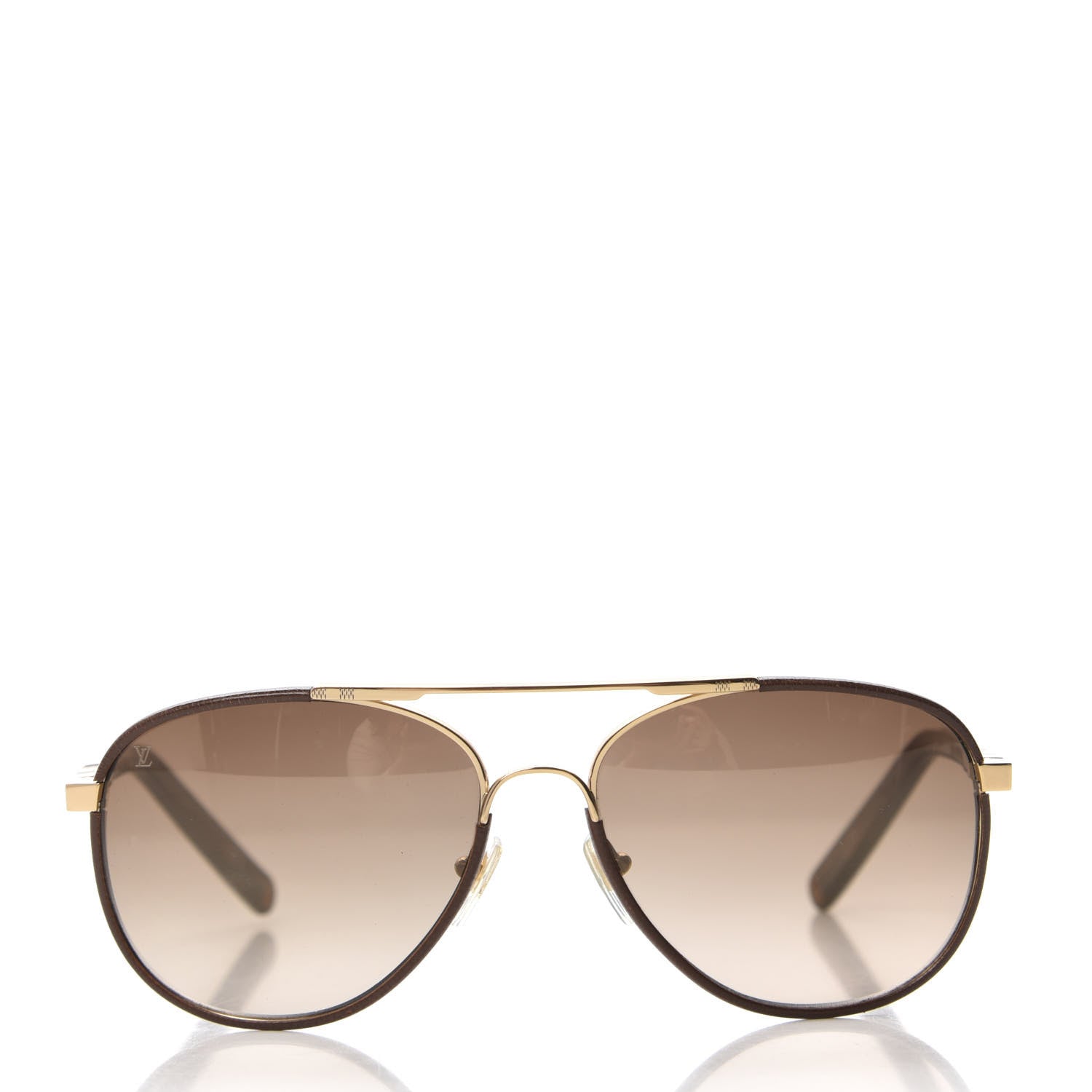 良品○LOUIS VUITTON ルイヴィトン Z0706U Attraction Pilot アトラクション パイロット ダミエ ロゴ刻印入り ティアドロップ ツーブリッジ サングラス ゴールド ブラウン 59□16 145 保存袋・ケース付き イタリア製 メンズ レディース Louis Vuitton Attraction Pilot Sunglasses Z0706U Brown 722208