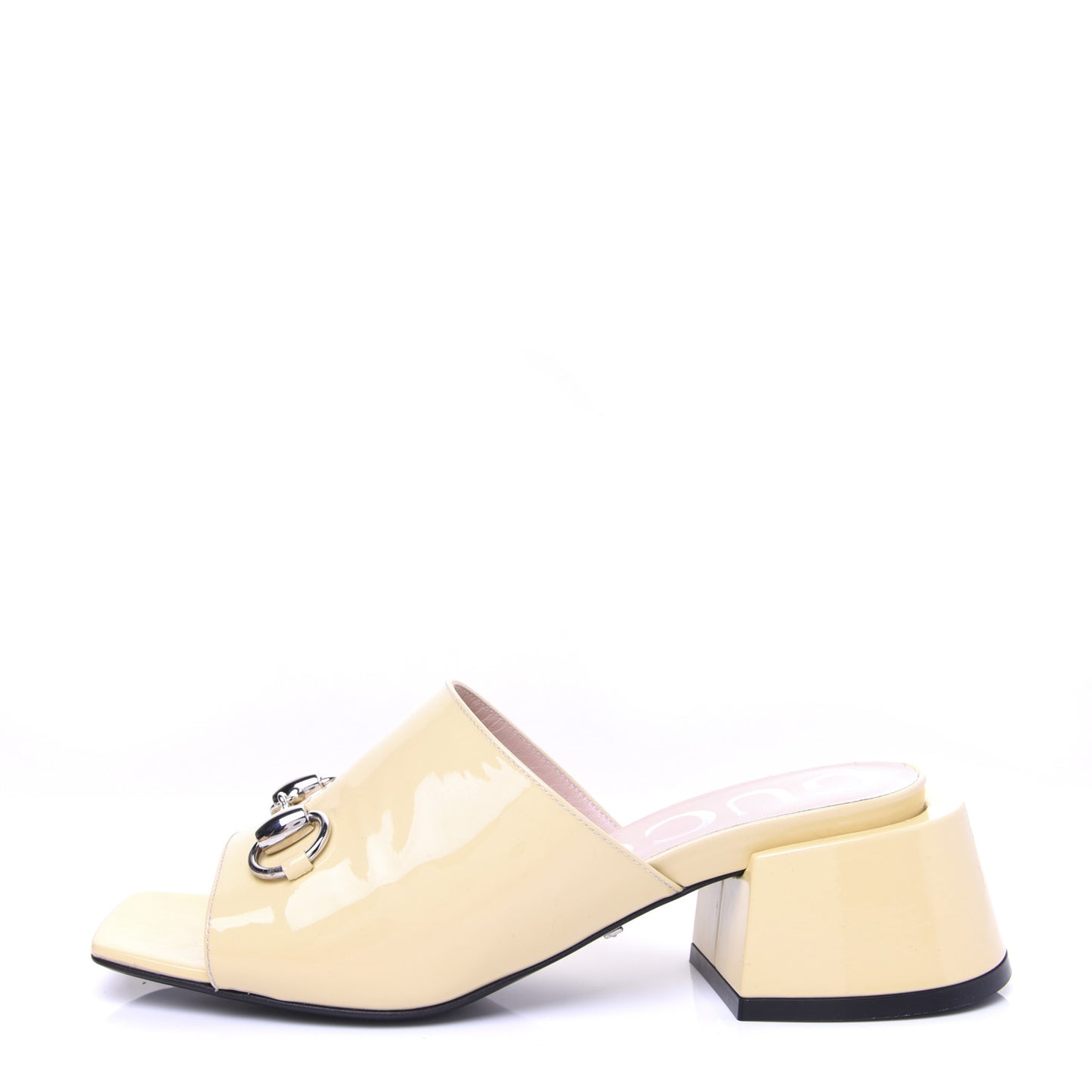 Patent Lexi Horsebit Mid-Heel Slide Sandals 36.5 Burro
