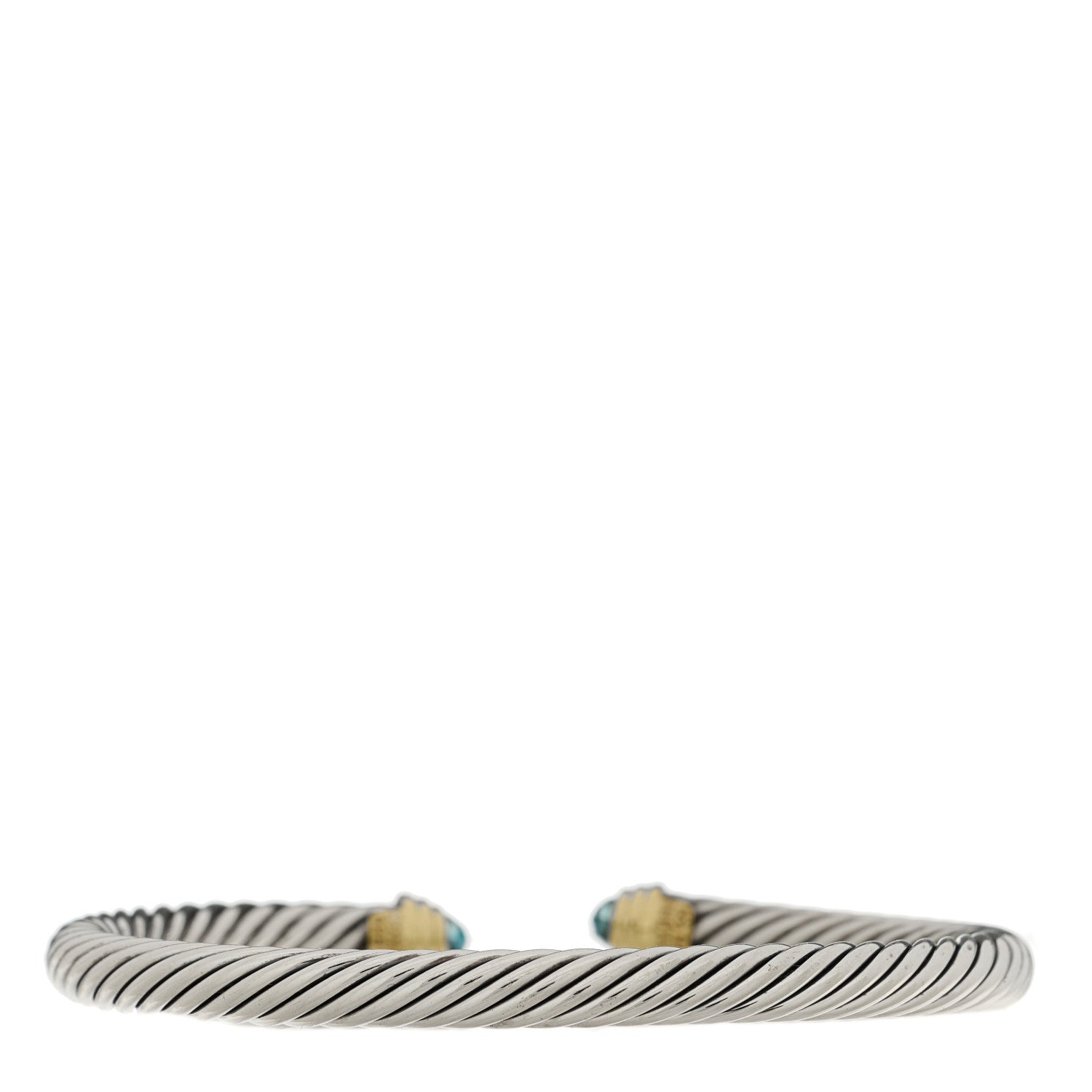 David Yurman Sterling Silver 14K Yellow Gold Blue Topaz 5mm Cable Classics Petite Color Bracelet 2 of 3