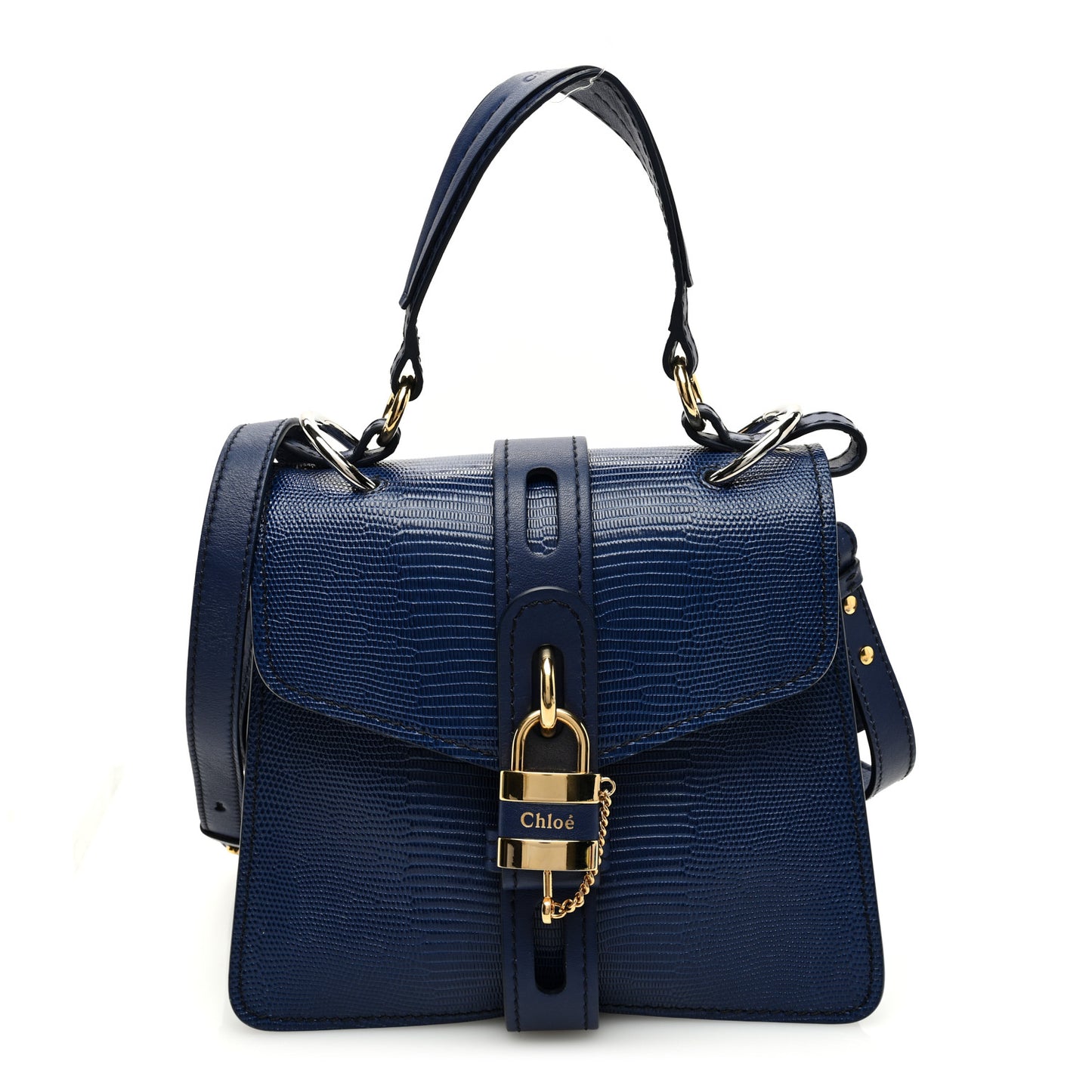 Calfskin Lizard Embossed Small Aby Day Shoulder Bag Captive Blue