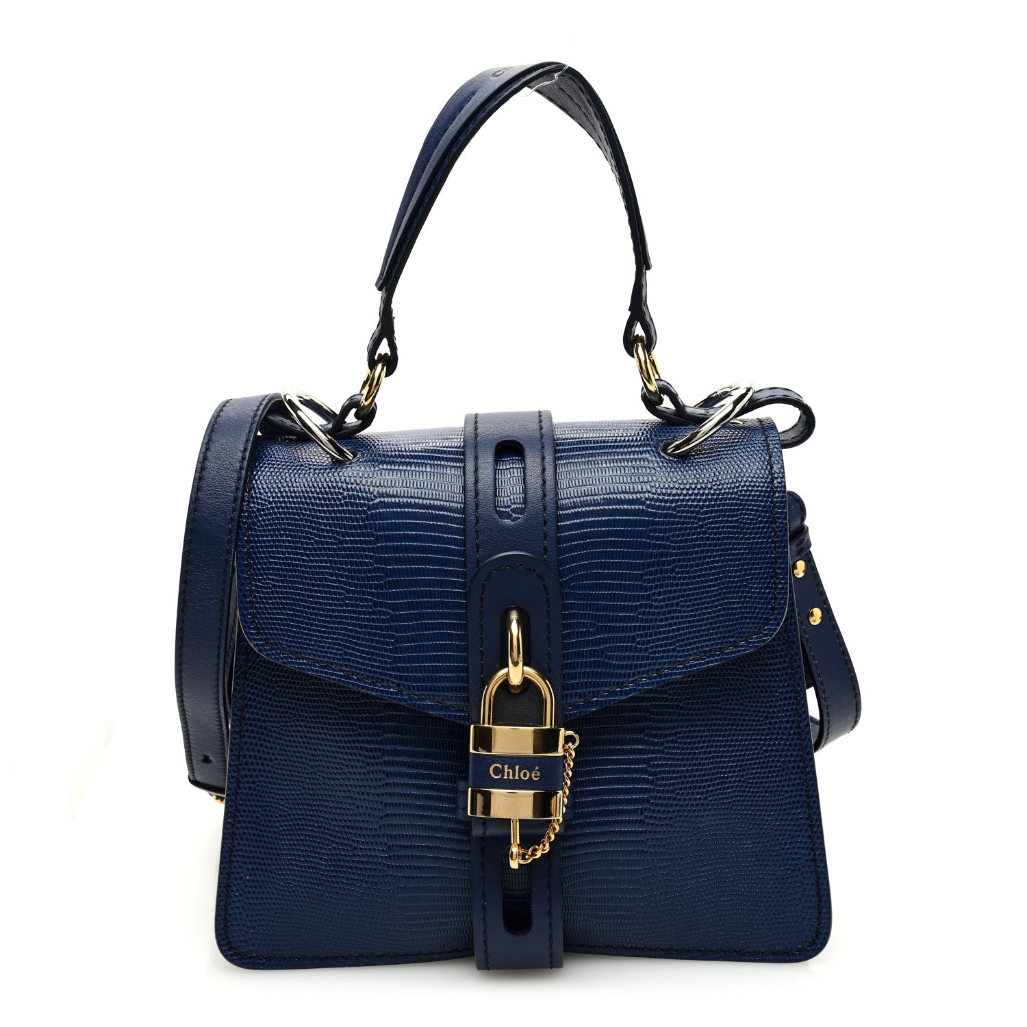 Chloe Calfskin Lizard Embossed Small Aby Day Shoulder Bag Captive Blue 1 of 10