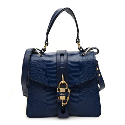 Chloe Calfskin Lizard Embossed Small Aby Day Shoulder Bag Captive Blue 1 of 10