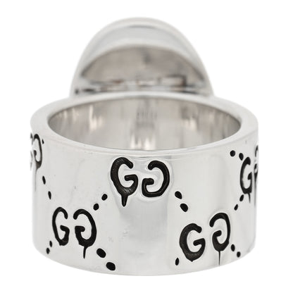 Gucci Sterling Silver Grey Diamond GucciGhost Ghost Ring 53 6.25 3 of 5