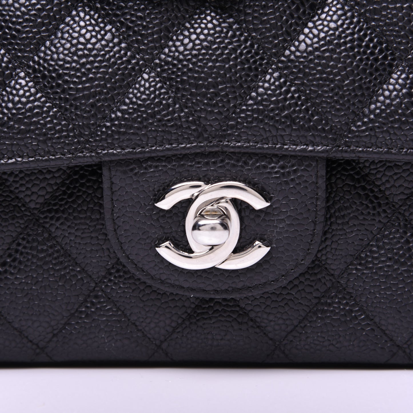 Caviar Quilted Medium Double Flap Black