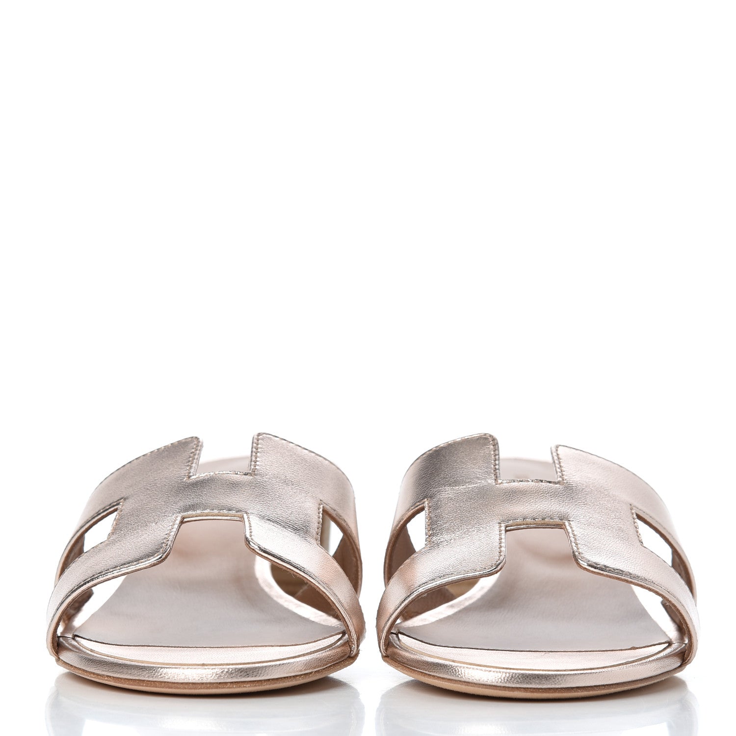 Hermes Metallic Nappa Oasis Sandals 40 Rose Dore 2 of 14