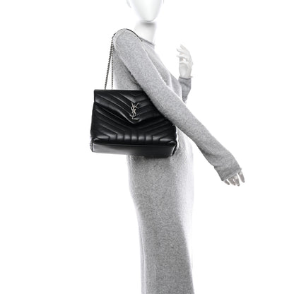 Saint Laurent Calfskin Y Quilted Monogram Medium Loulou Chain Satchel Black 2 of 11