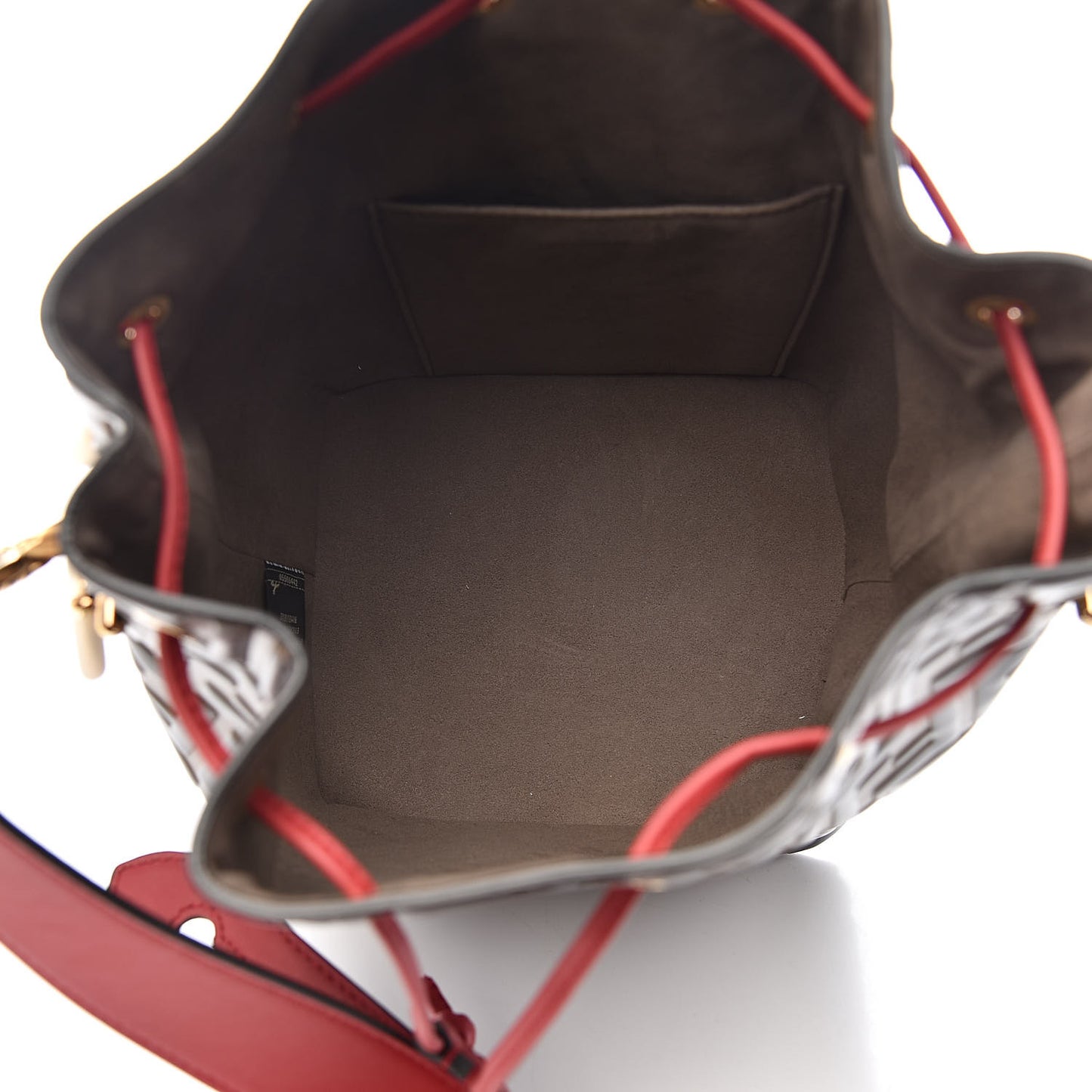 Vitello Grace F is Fendi Bi-Color FF 1974 Embossed Grande Mon Tresor Bucket Bag Maya Black Fragola