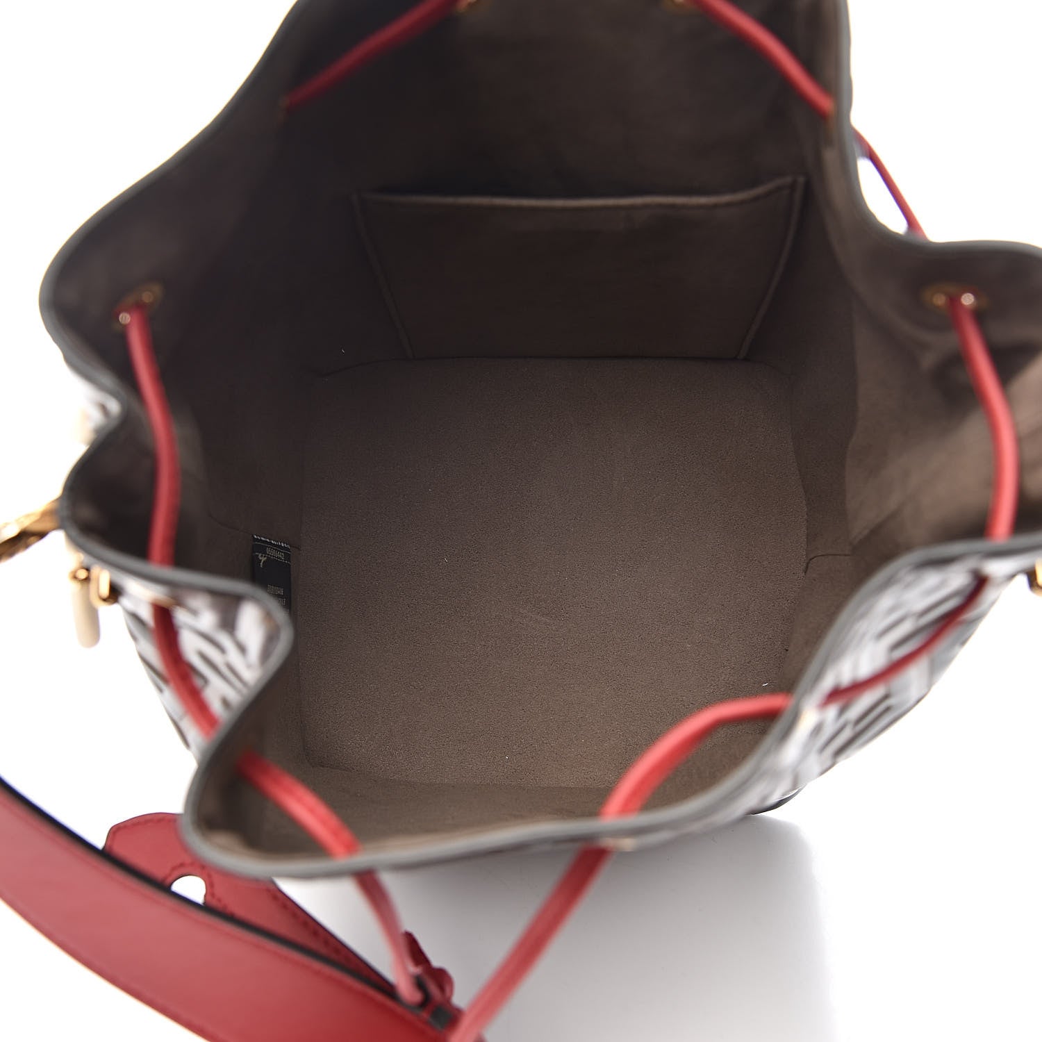 Fendi Vitello Grace F is Fendi Bi-Color FF 1974 Embossed Grande Mon Tresor Bucket Bag Maya Black Fragola 5 of 12