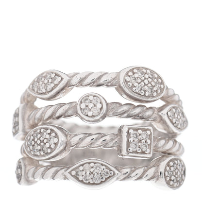 David Yurman Sterling Silver Diamond Confetti 4 Row Ring 49 5 1 of 4