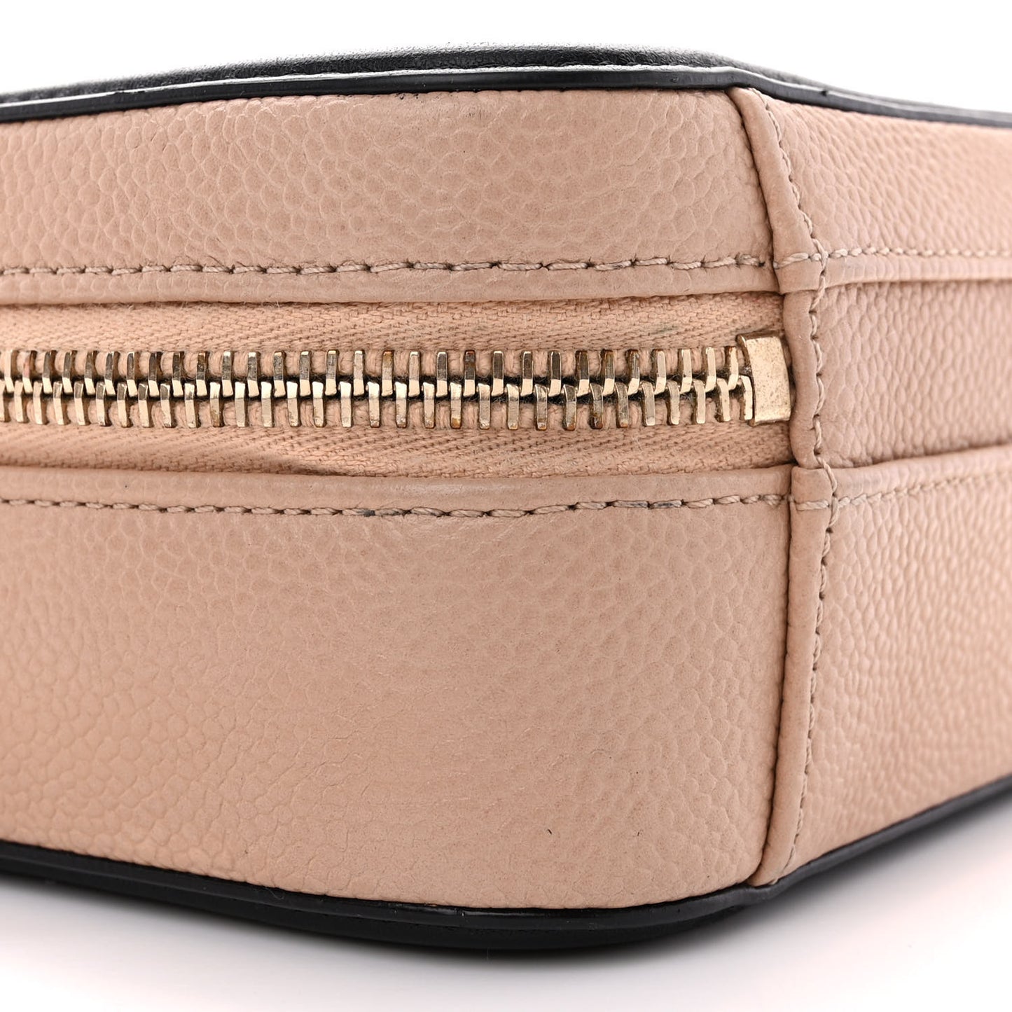 Caviar Quilted Small CC Filigree Vanity Case Beige Black