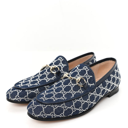 Gucci New Denim Crystal GG Monogram Womens 1953 Horsebit Jordaan Loafer 36 Blue 4 of 10