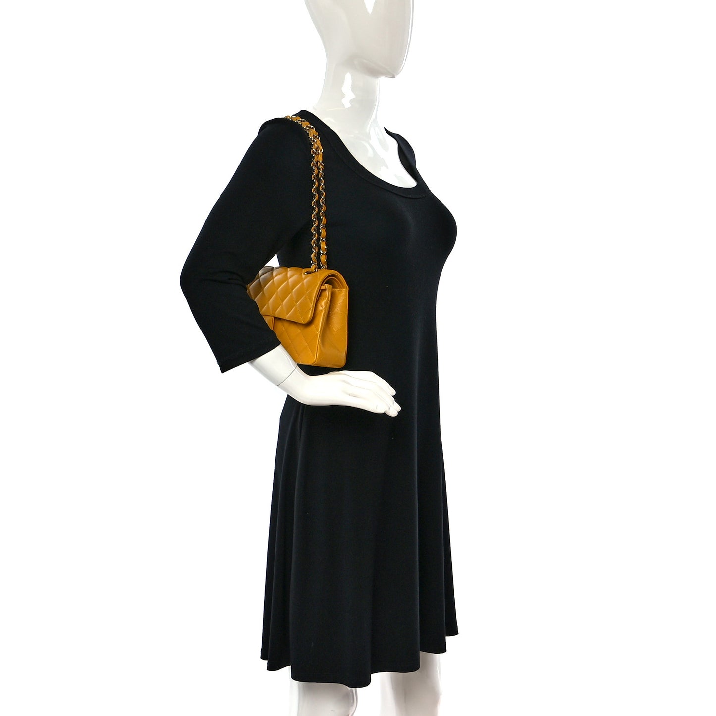 Caviar Quilted Small Double Flap Yellow