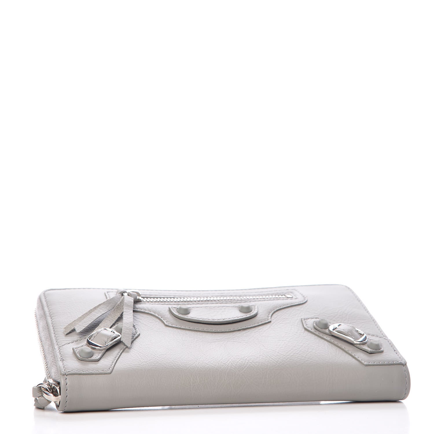 Balenciaga Matte Goatskin Rubber Covered Classic Hardware Continental Zip Around Wallet Gris Glace 4 of 9