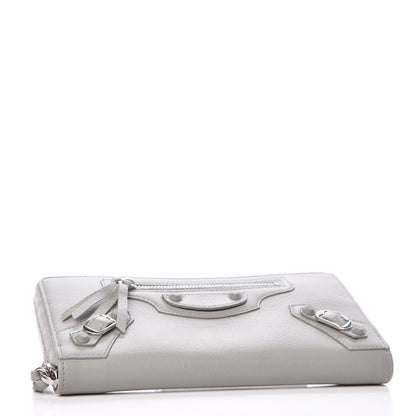 Balenciaga Matte Goatskin Rubber Covered Classic Hardware Continental Zip Around Wallet Gris Glace 4 of 9