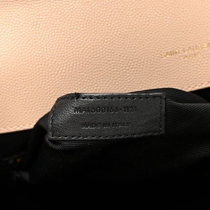 Saint Laurent Grain De Poudre Mixed Matelasse Large Triquilt Monogram Satchel Dark Beige 7 of 25