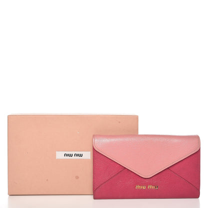 Miu Miu Goatskin Madras Bicolor Envelope Wallet Rosa Peonia 14 of 14
