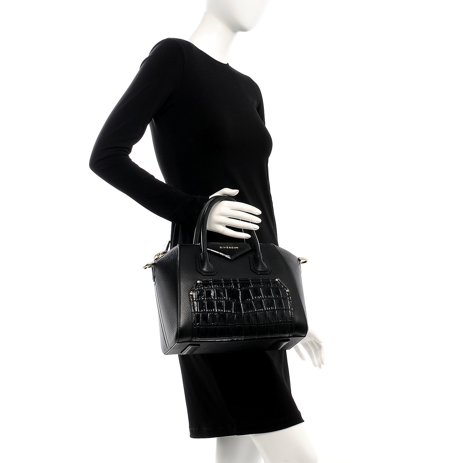Givenchy Calfskin Crocodile Embossed Small Antigona Black 2 of 8
