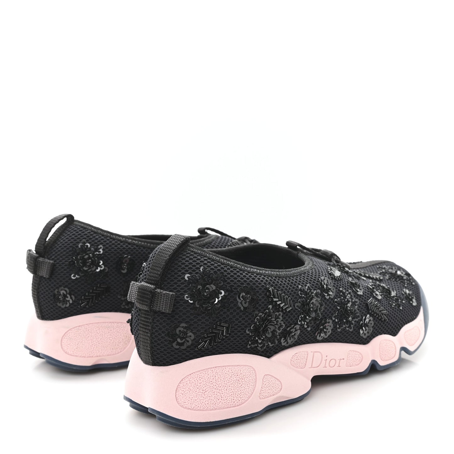 Technical Canvas Embellished Dior Fusion Sneakers 38.5 Black Pink Blue