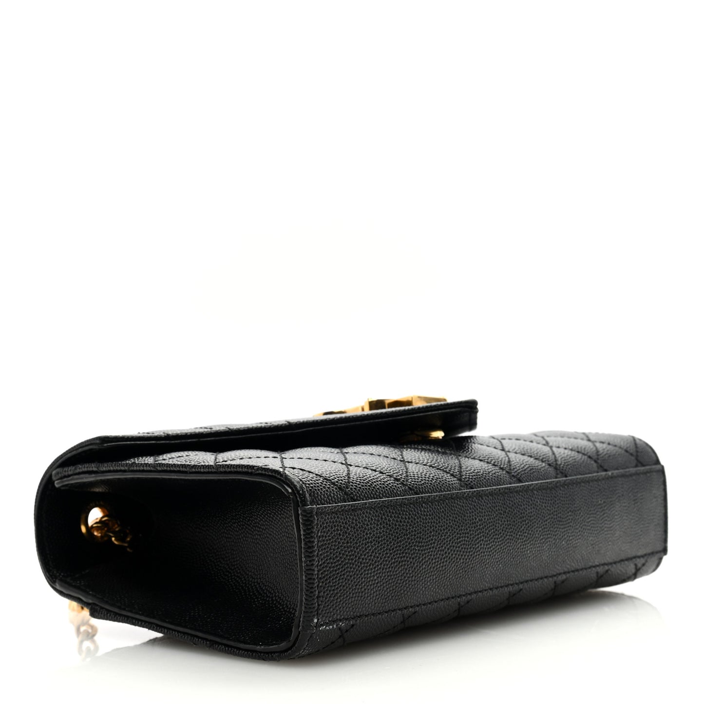 Grain De Poudre Textured Mixed Matelasse Triquilt Small Monogram Satchel Black
