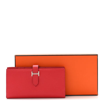 Hermes Epsom Bearn Gusset Wallet Rouge Casaque 8 of 9