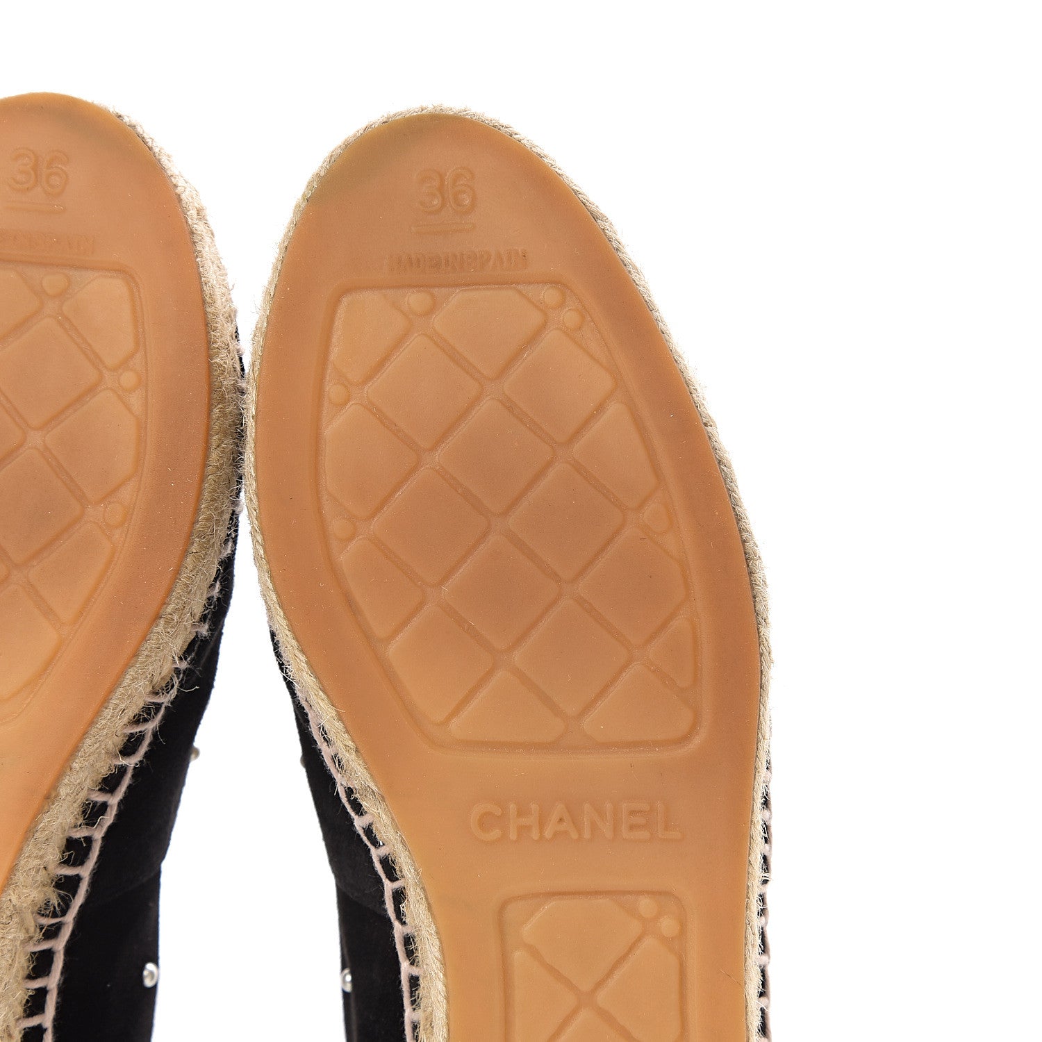 Chanel Suede Pearl CC Espadrilles 36 Black 7 of 9