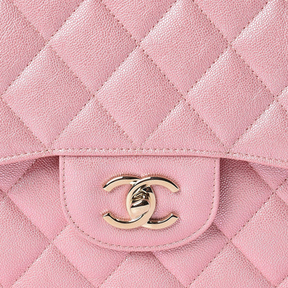 Chanel Iridescent Caviar Quilted Jumbo Double Flap Rose Pink 10 of 11