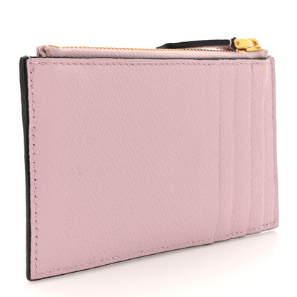 Valentino Garavani Grained Calfskin VLogo Coin Case Card Holder Cipria 3 of 7