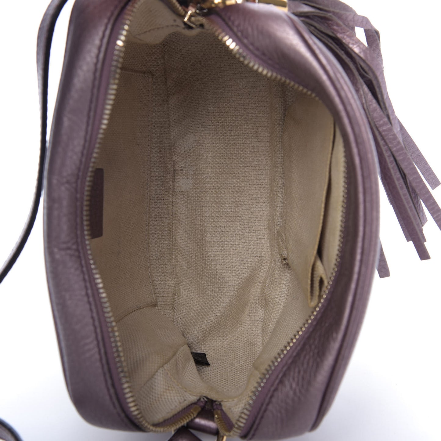 Metallic Pebbled Calfskin Small Soho Disco Bag Purple