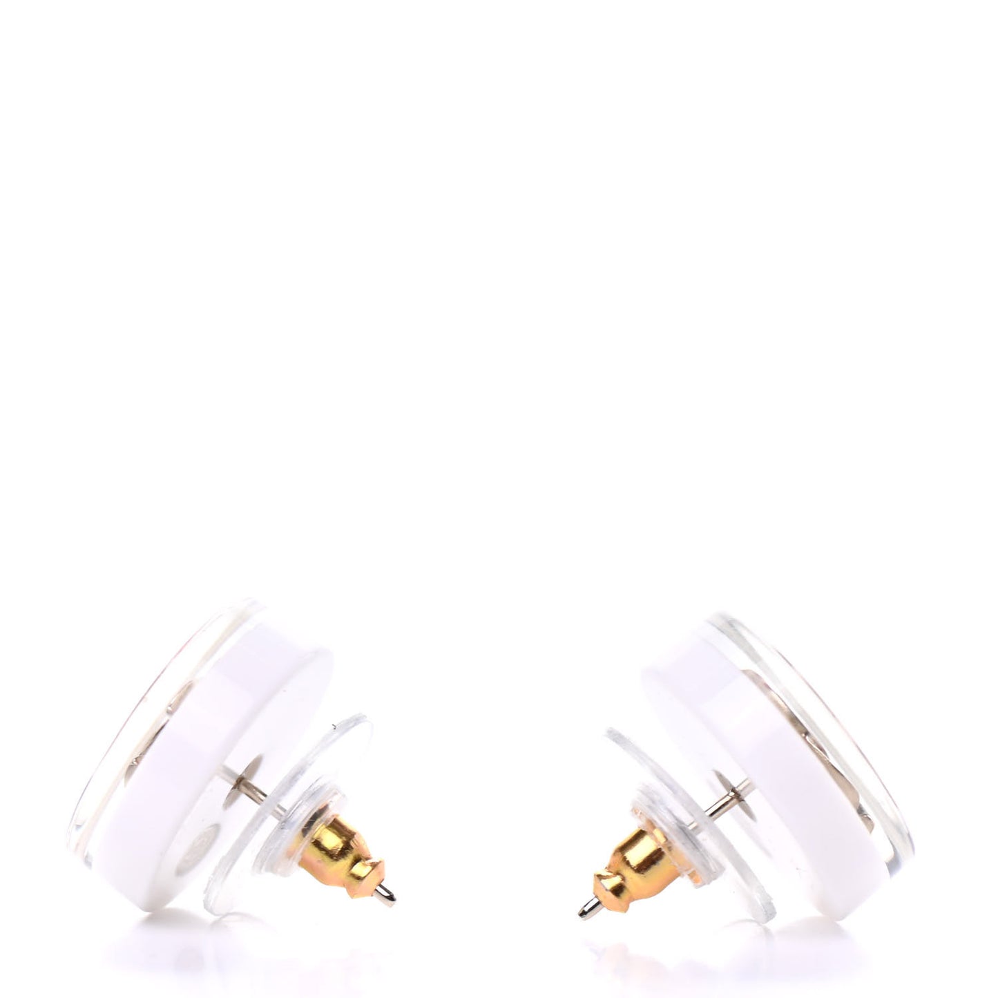 Resin Crystal CC Earrings White Multicolor