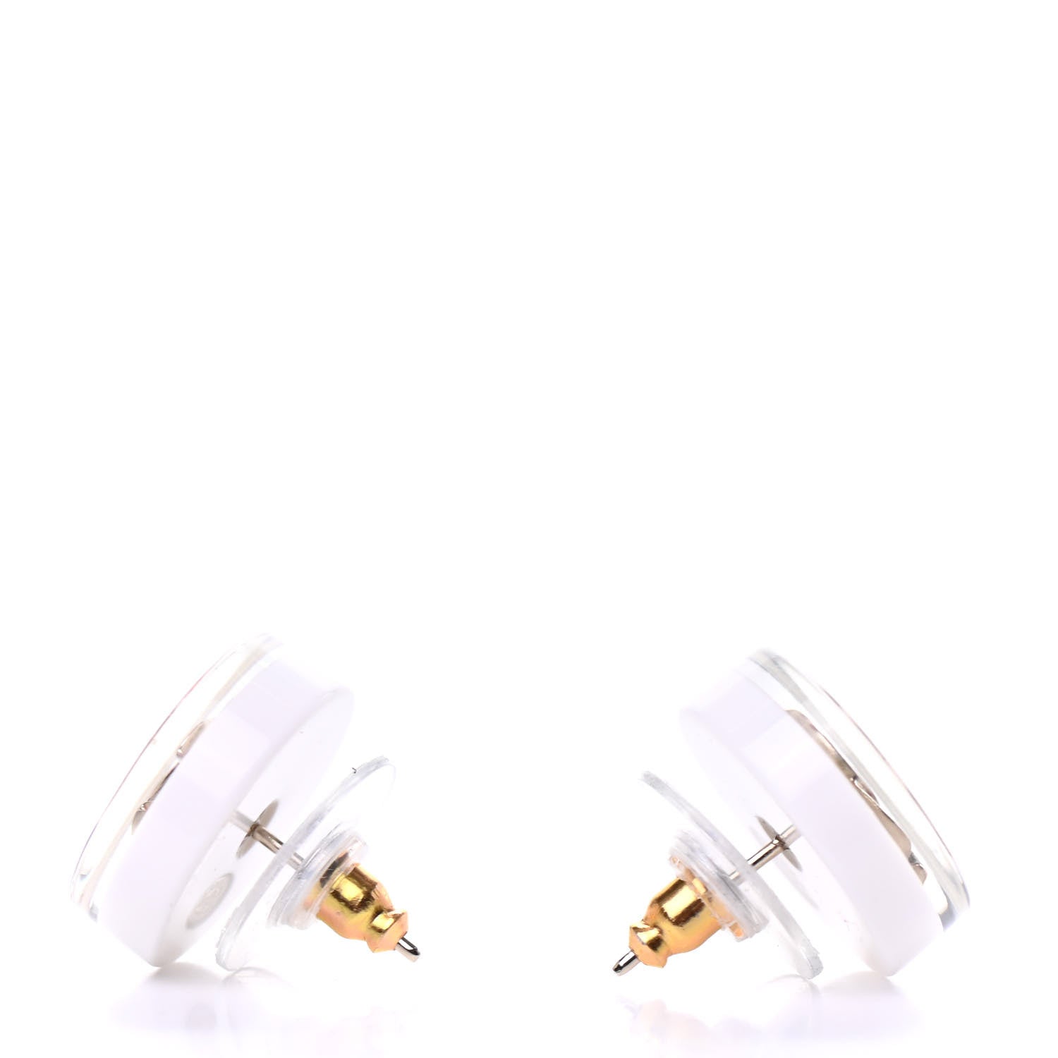 Chanel Resin Crystal CC Earrings White Multicolor 3 of 4