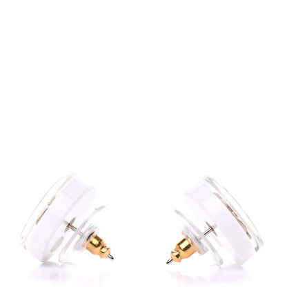Chanel Resin Crystal CC Earrings White Multicolor 3 of 4