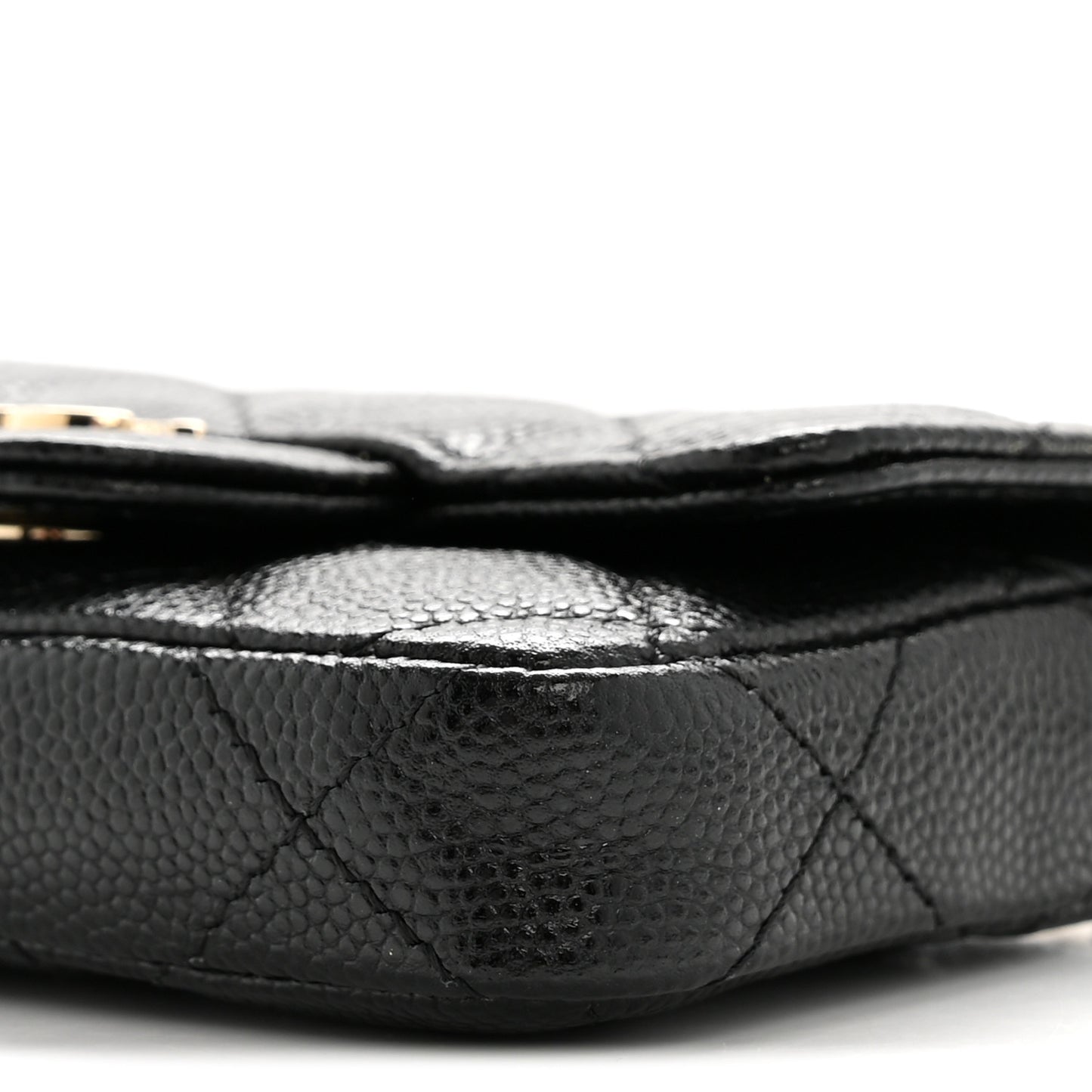 Caviar Quilted Mini Chain Belt Bag Black
