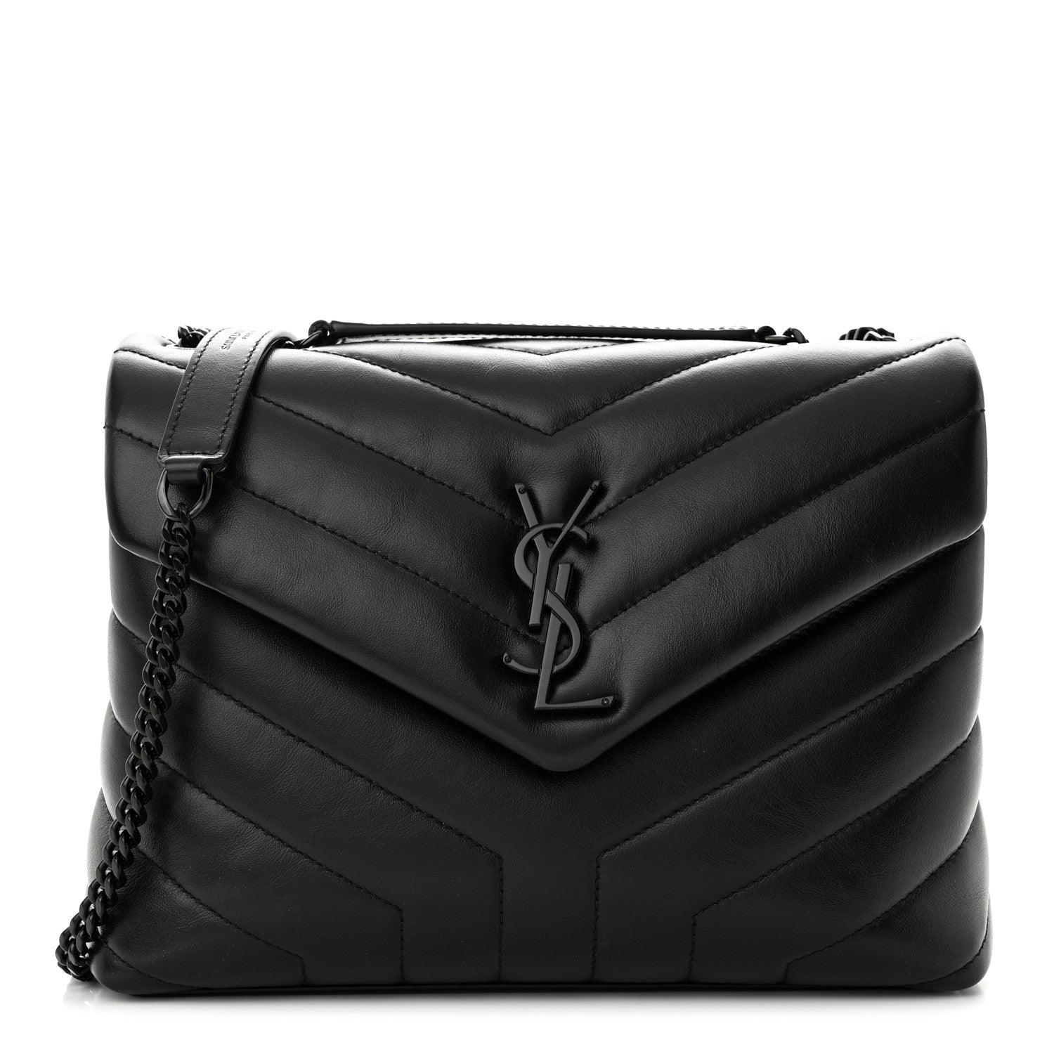 Saint Laurent Calfskin Y Quilted Monogram Monochrome Small Loulou Chain Satchel Black 1 of 10