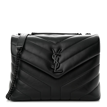 Saint Laurent Calfskin Y Quilted Monogram Monochrome Small Loulou Chain Satchel Black 1 of 10