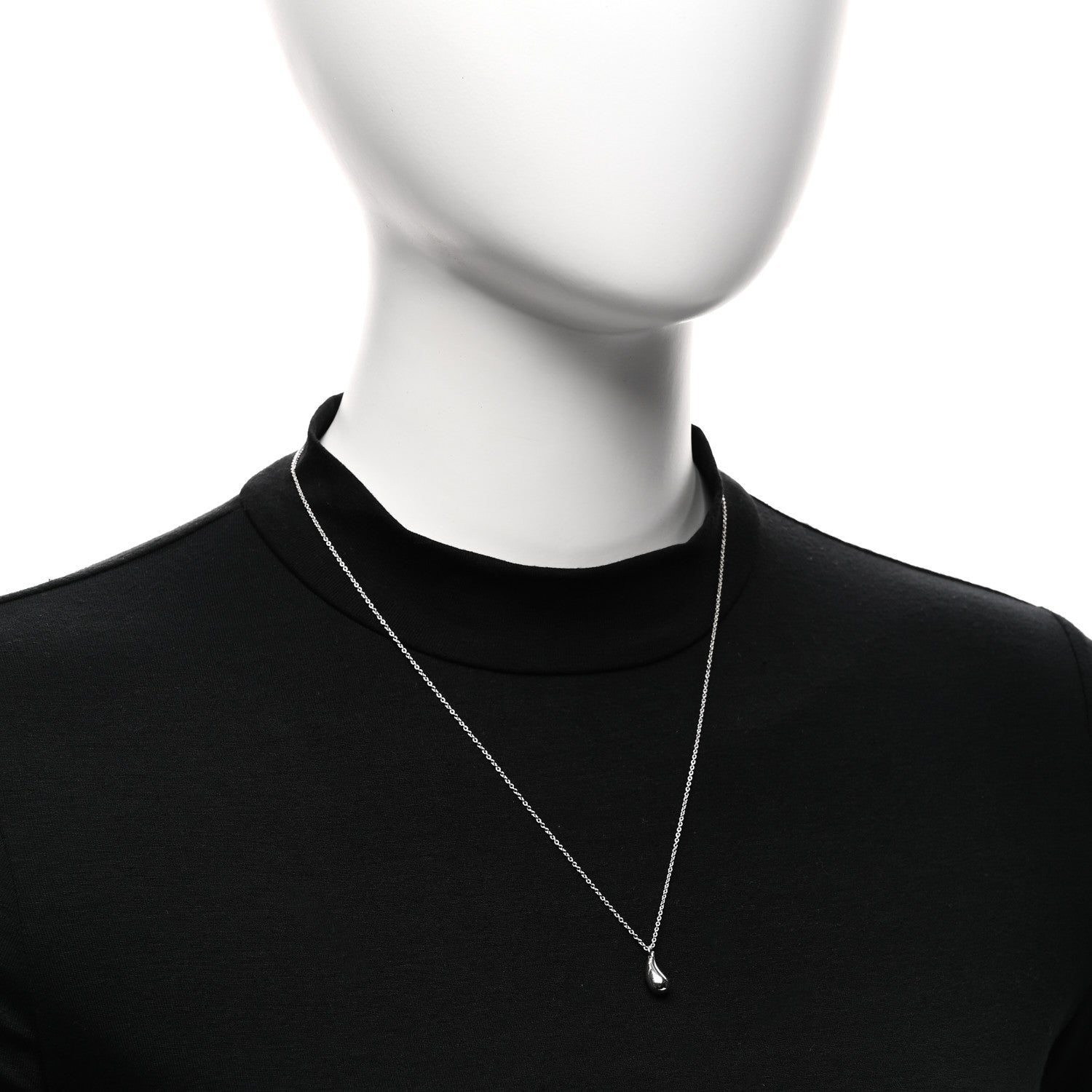 Tiffany Sterling Silver 12mm Elsa Peretti Teardrop Pendant Necklace 2 of 6