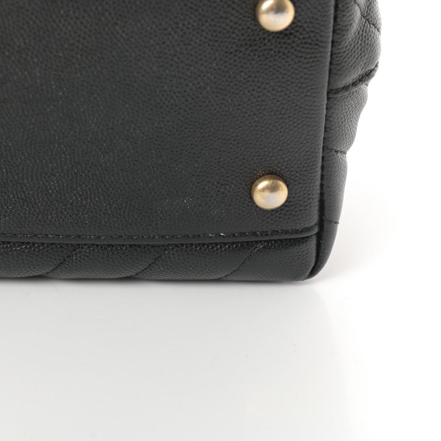 Caviar Chevron Quilted Medium Coco Handle Flap Black