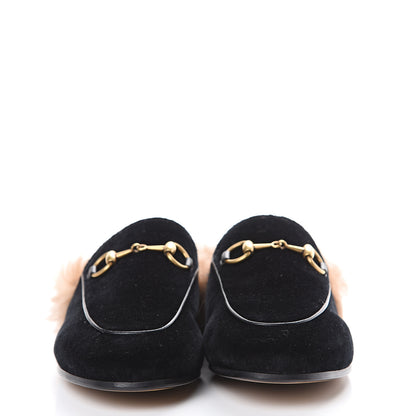 Gucci Velvet Fur Womens Princetown Slippers 36 Black 2 of 10