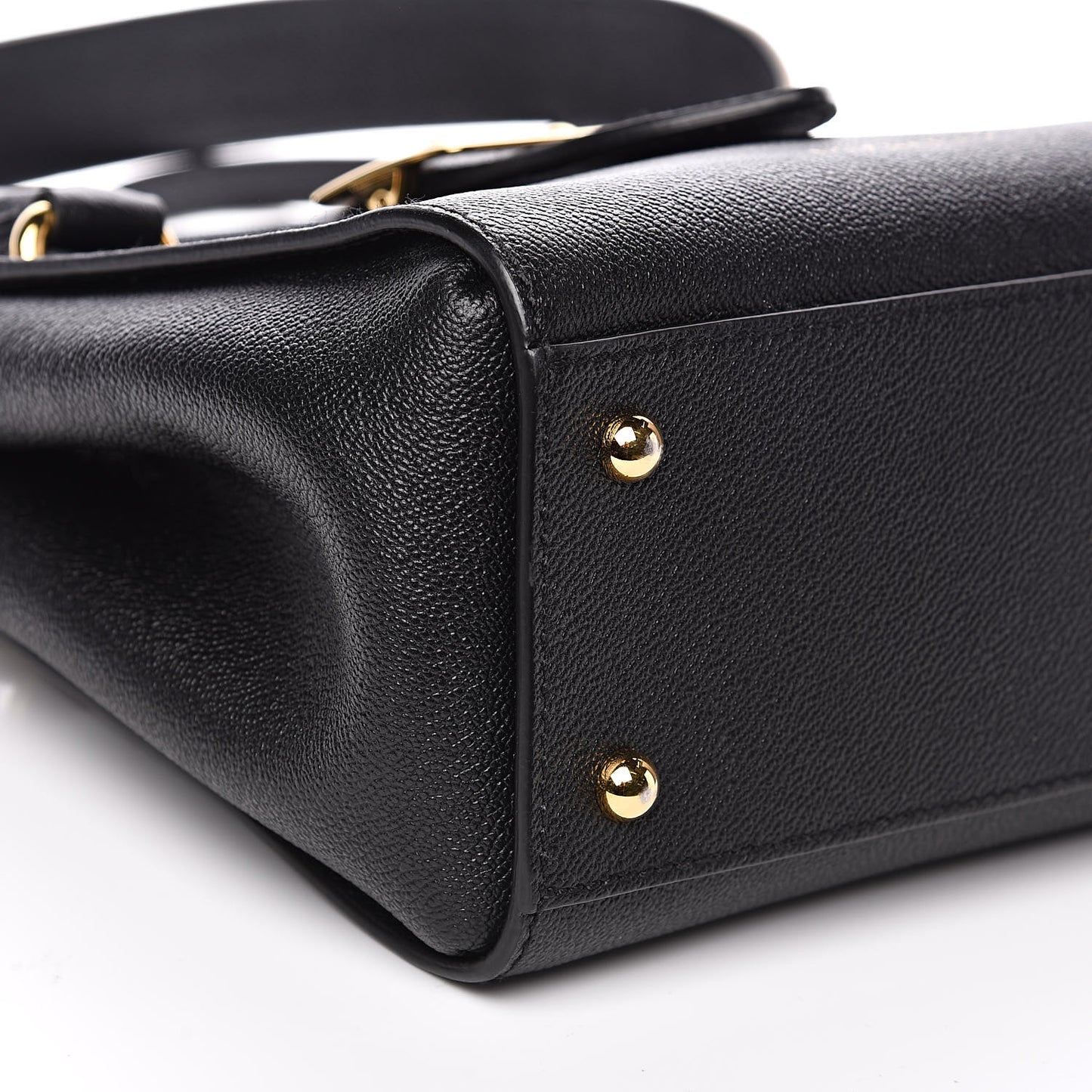 Soft Grain Calfskin Small Buckle Tote Black