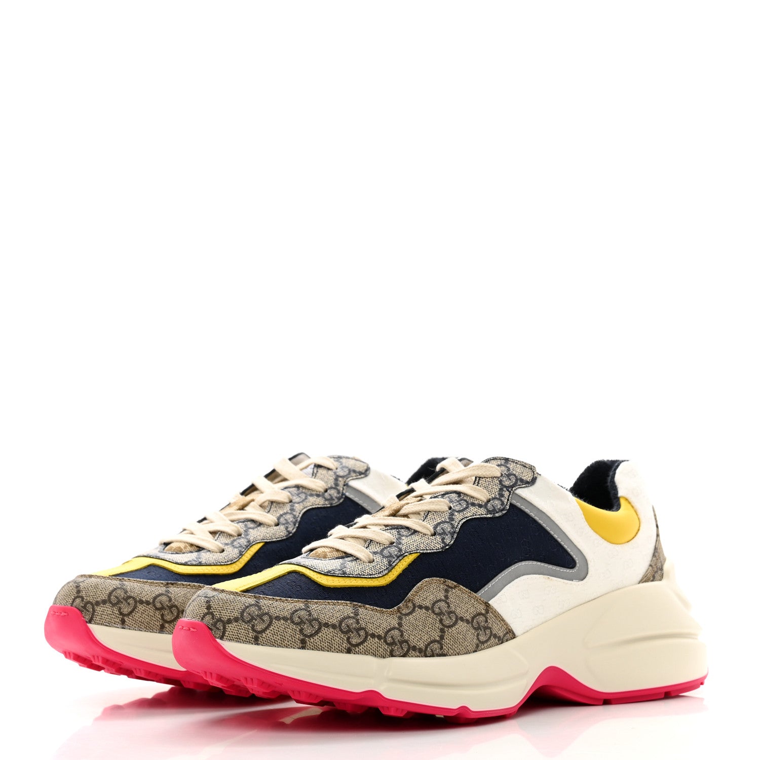 Gucci GG Supreme Monogram Mix Monogram Mens Rhyton Sneakers 9 London Blue Beige Sun Yellow 3 of 9