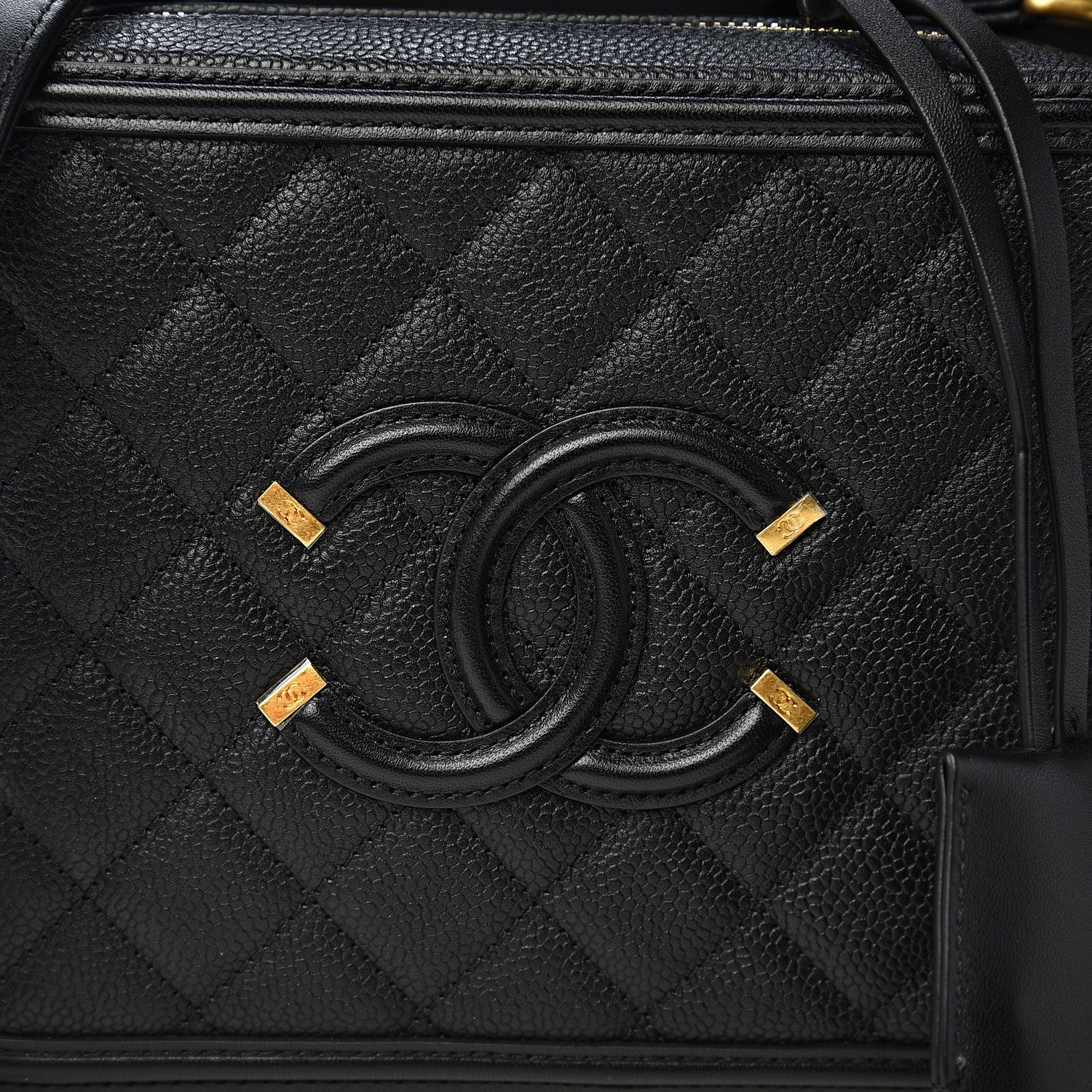 Chanel Caviar Quilted Medium CC Filigree Vanity Case Black 9 of 10