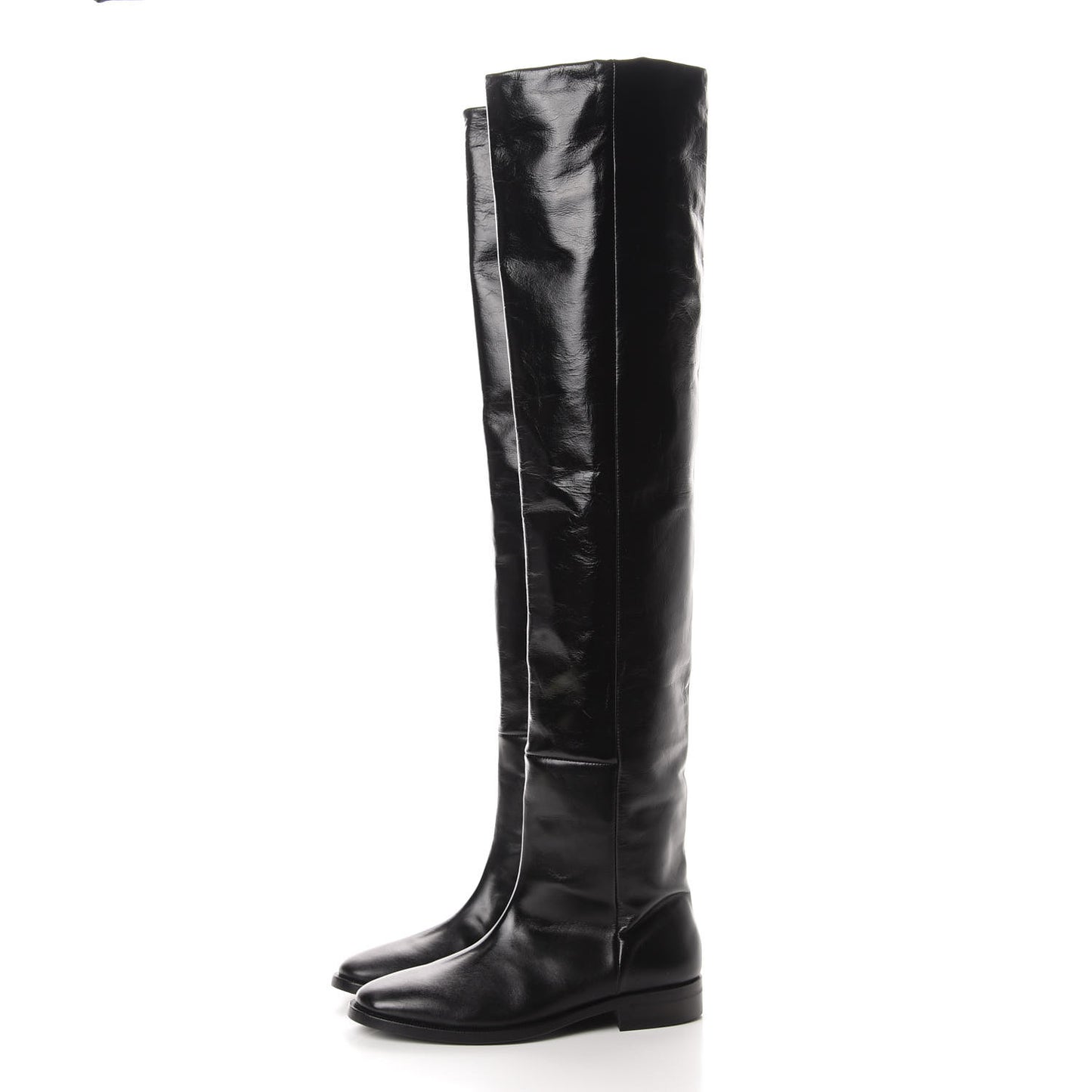 Calfskin Thigh High Boots 35 Black